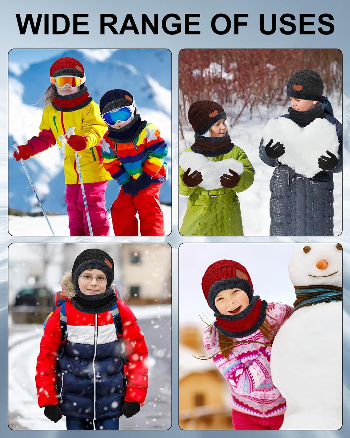Toulite 45 Pieces Kids Hat Glove Scarf Winter Sets Toddler Fleece Lining Warm Beanie Hat Mitten Neck Warmer for Boys Girls - Image 5