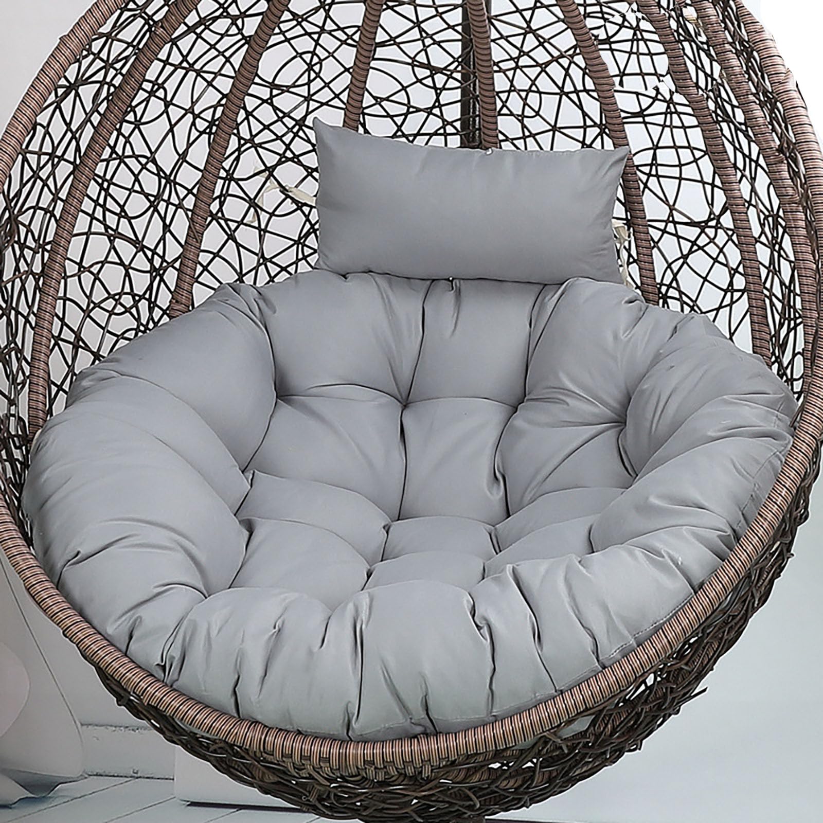 Generisch Kissen für Hängesessel Outdoor, Auflage für Hängeschaukel, Wasserdichter Sitzkissen Waschbar Schaukelstuhl Hängestuhl Sitzauflage Korb-Stuhl-Kissen für Terrasse, Garten,Grau,100cm