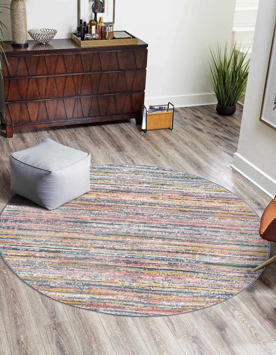 Unique Loom Gemstone Collection Area Rug - Topaz (3' 2" Round, Multi/ Blue)