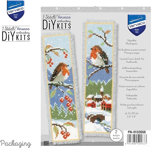 Miniatura 3 de Vervaco Kit de marcapáginas de punto de cruz (juego de 2) 2.4 x 8 pulgadas