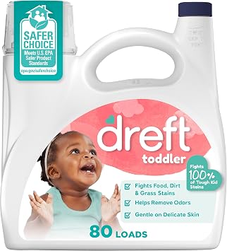 Dreft Toddler Liquid Laundry Detergent, Fights Stains, Removes Odors, 80 loads, 105 fl oz