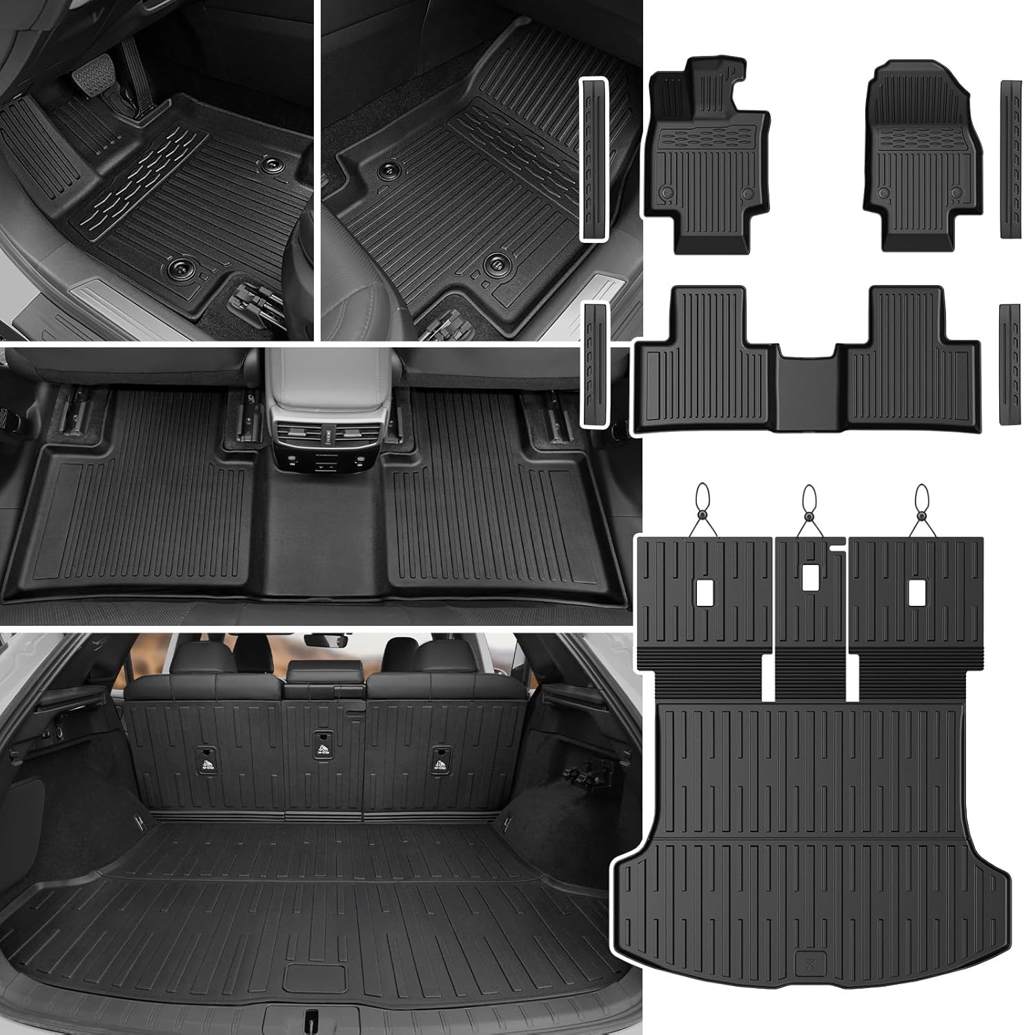 Floor Mats Set for Lexus RX350/RX350h/RX500h 2023 2024 2025 2026, All Weather TPE Floor Liners Backrest Mat Trunk Mat Cargo Liner Door Sill Guards Accessories for RX 350/350h/500h