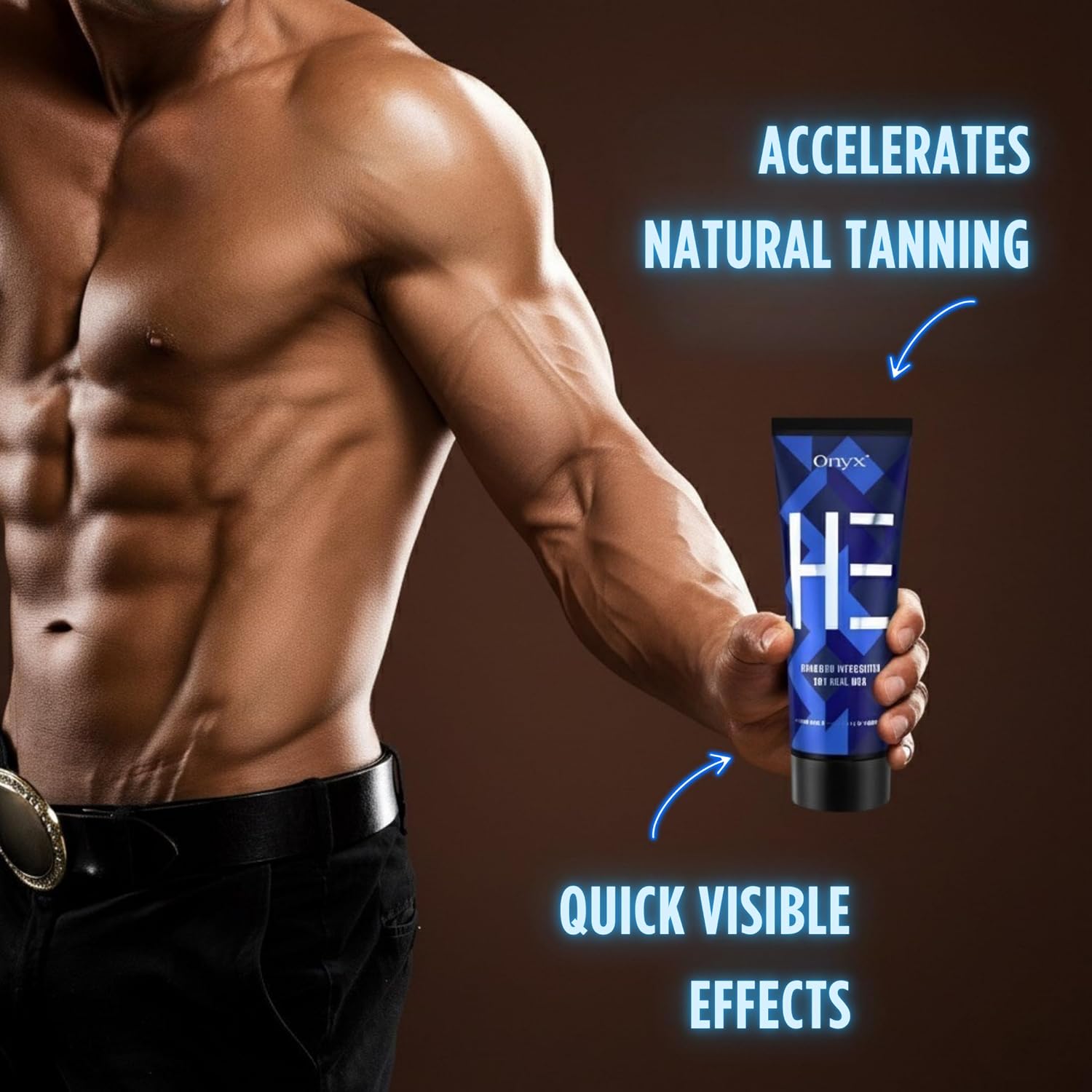 Onyx HE Tanning Bed Lotion for Men - Indoor Tanning Lotion Accelerator & Bronzer, Quick & Dark Tan, Men's Tanning Lotion with Skin Firming, Muscle Bronzing Complex & Moisturizing Formula - Image 4