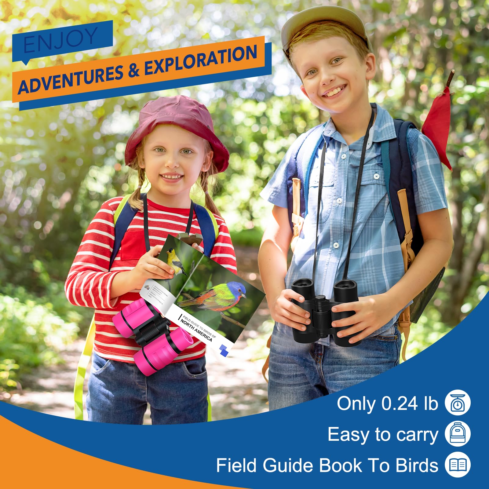 HappyKidsClub Binoculars for Kids Outdoor Toys for Boys Age 3-9, Travel Games, Garden Toys, Black - Image 2