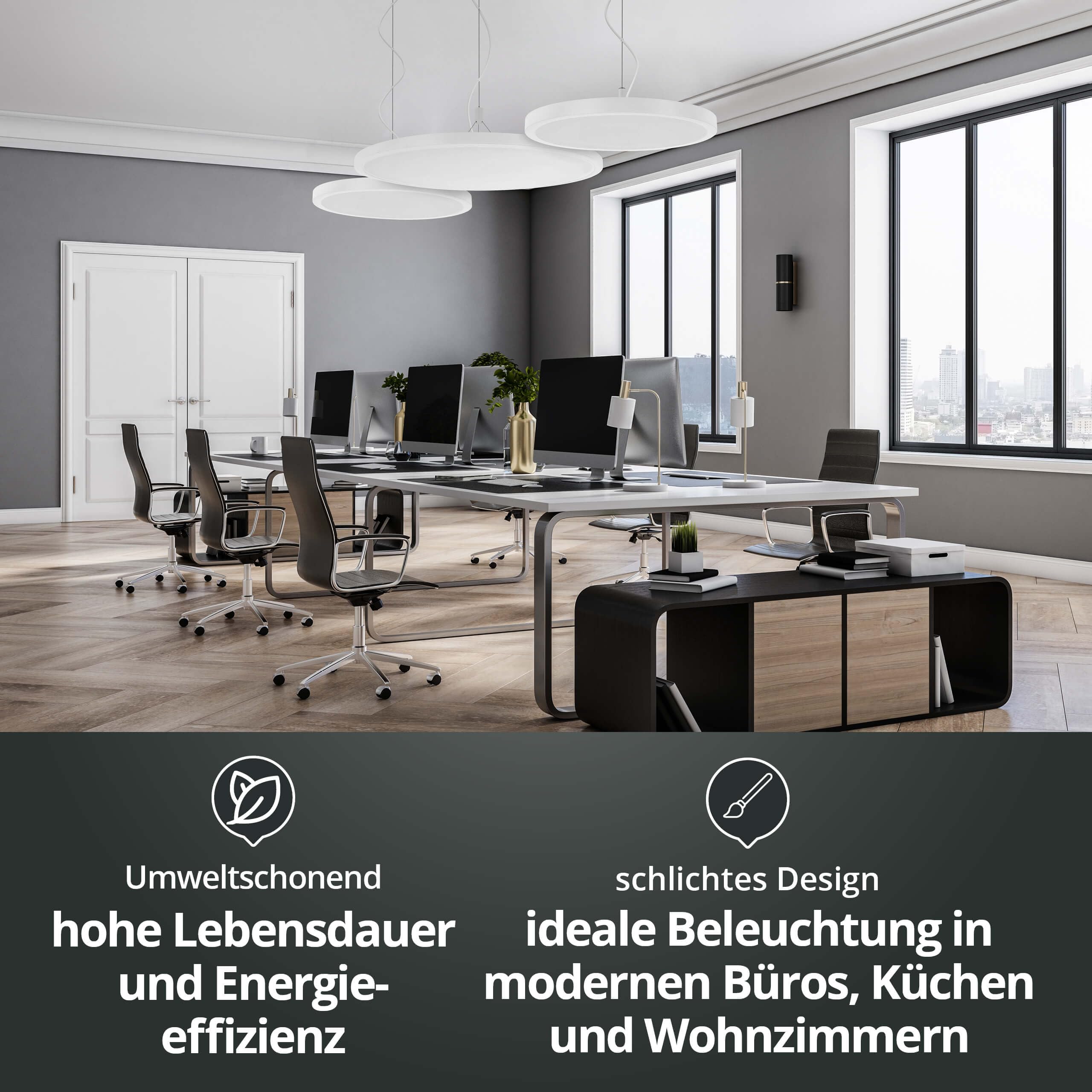 LED Deckenleuchte rundes Panel 60 cm, RGB+CCT 2700–6500 K, 32 W, bis 4600 lm, dimmbar, Deckenlampe mit Fernbedienung & App, höhenverstellbare Pendelleuchte, kompatibel mit Alexa/Google