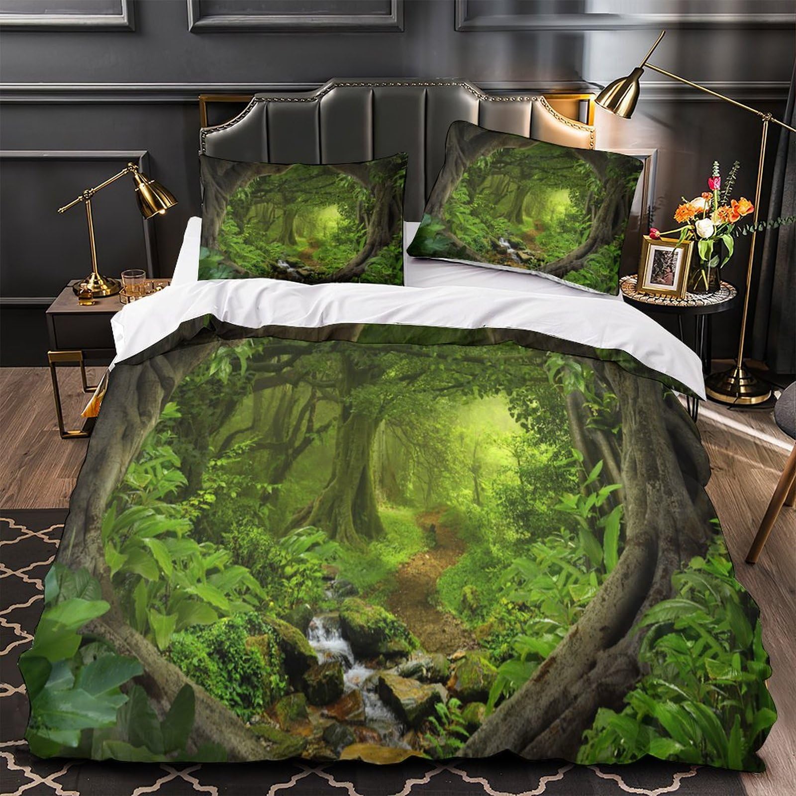 Linge de lit microfibres résistante 3D imprimé 3 pièces Forêt King