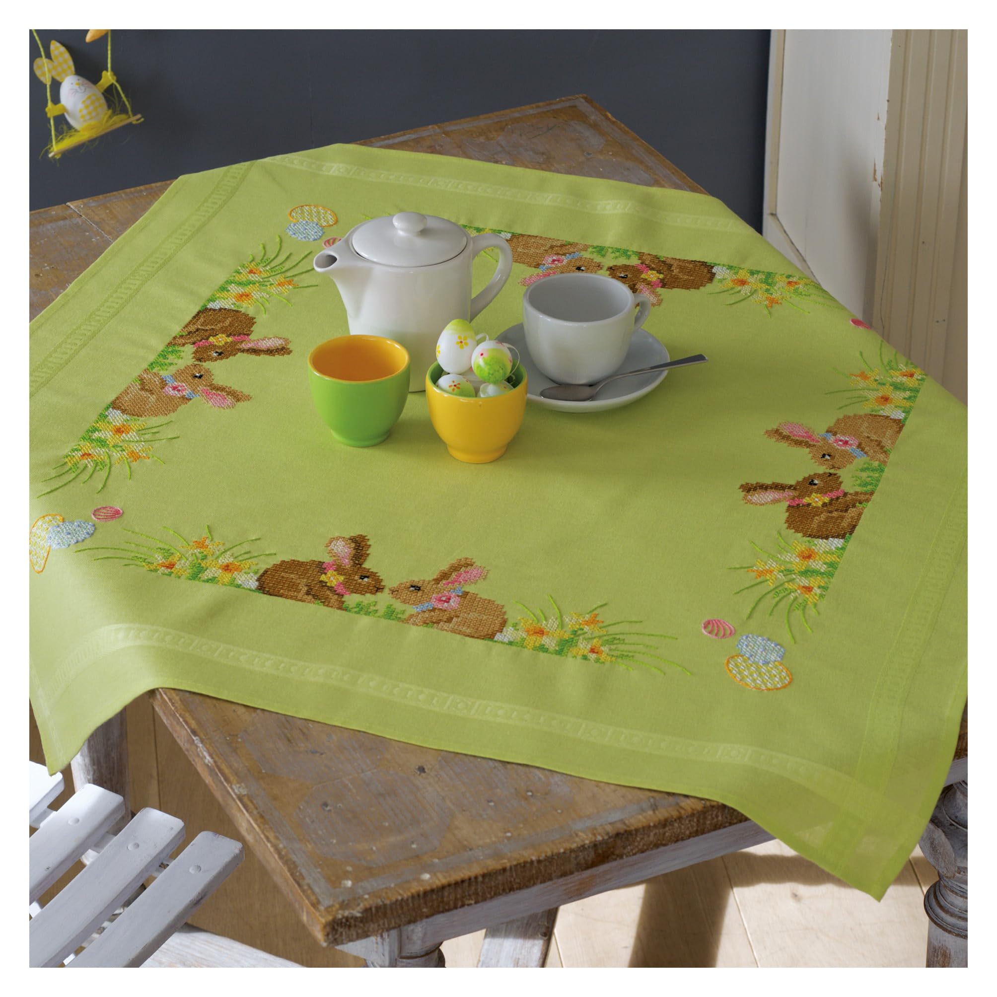 Vervaco TABLECLOTH: Easter Bunnies, Assorted