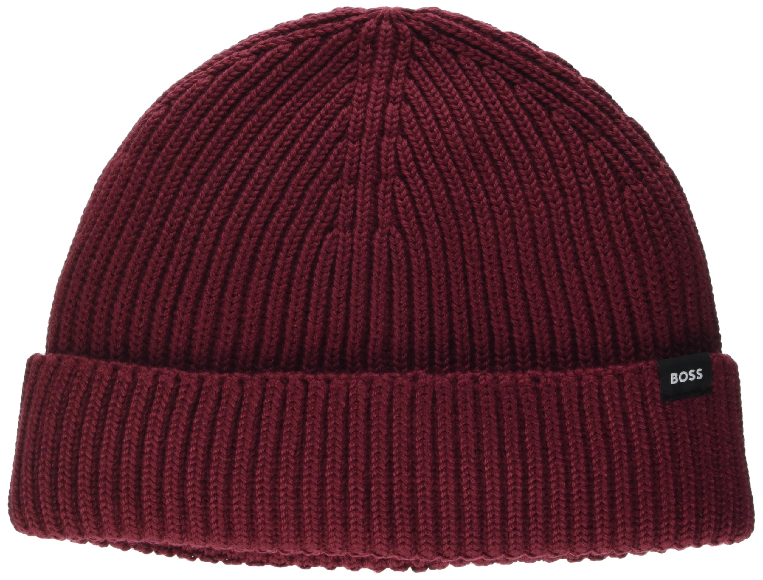 BOSS Berretto da Uomo Ribbed Fisherman Style Beanie Nero (Black Cherry) Taglia Unica, Nero (Black Cherry), Taglia Unica