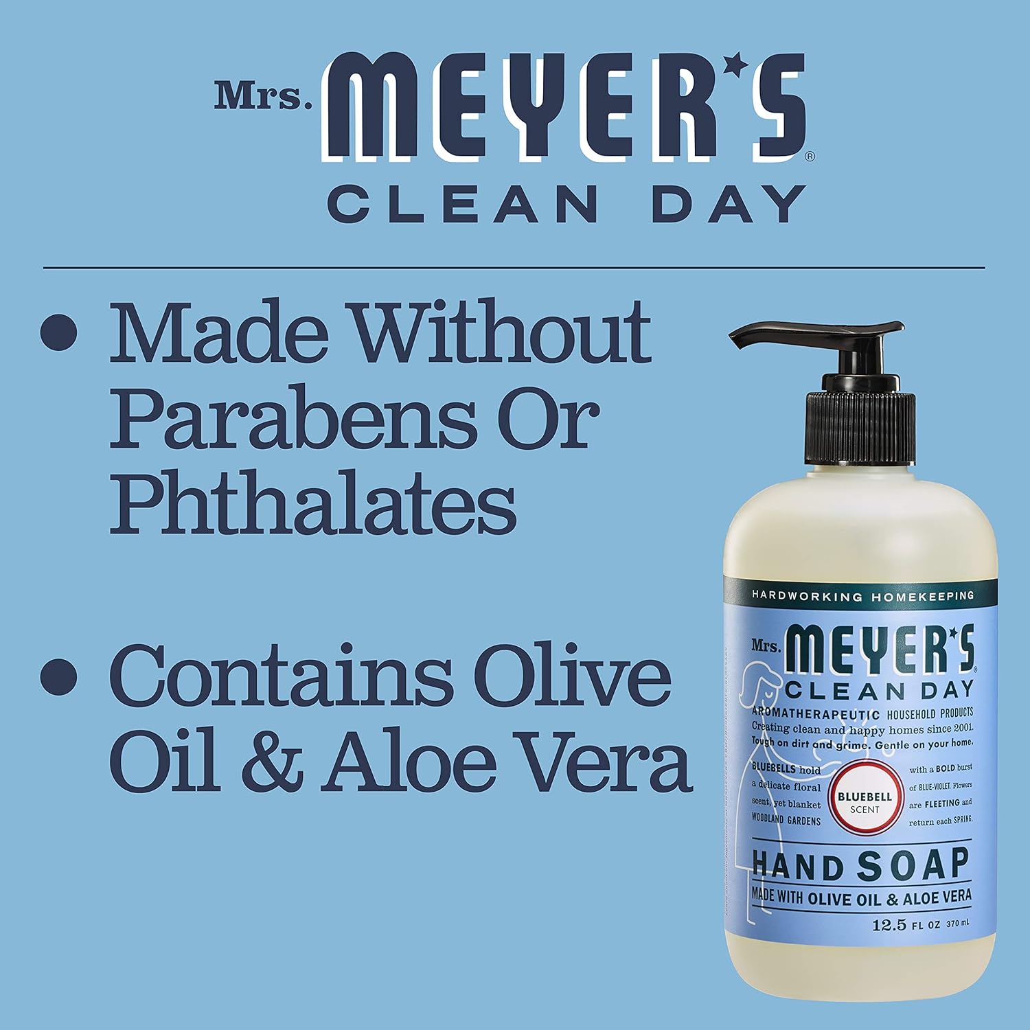 Mrs. MEYER'S CLEAN DAY Bluebell Hand Soap 12.5 Fl Oz (Pack of 3)