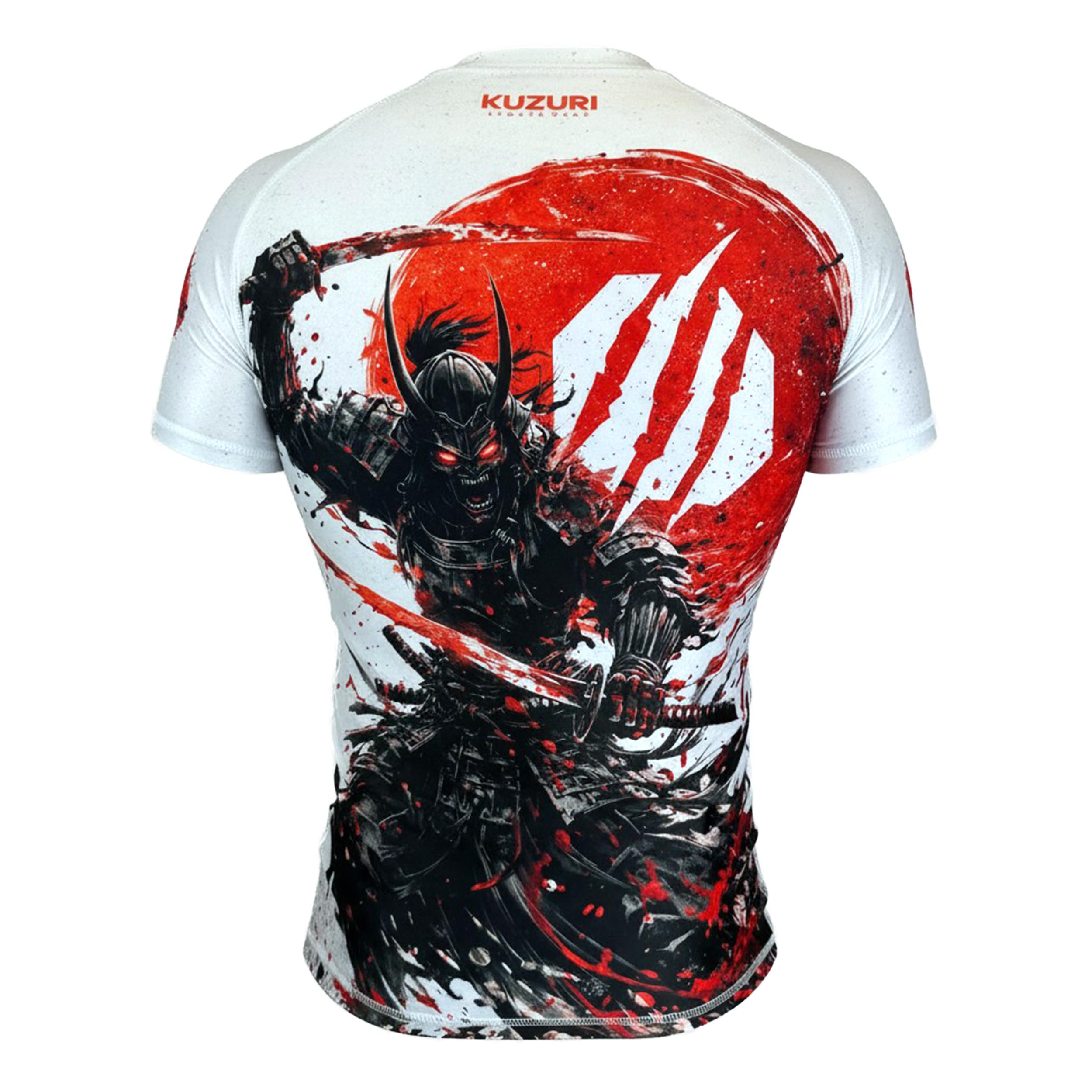KUZURI Kampfsport Tshirt Herren – Personalisiertes Rashguard BJJ, MMA Samurai – Atmungsaktives Funktionsshirt für No-Gi, Grappling & Kickboxen