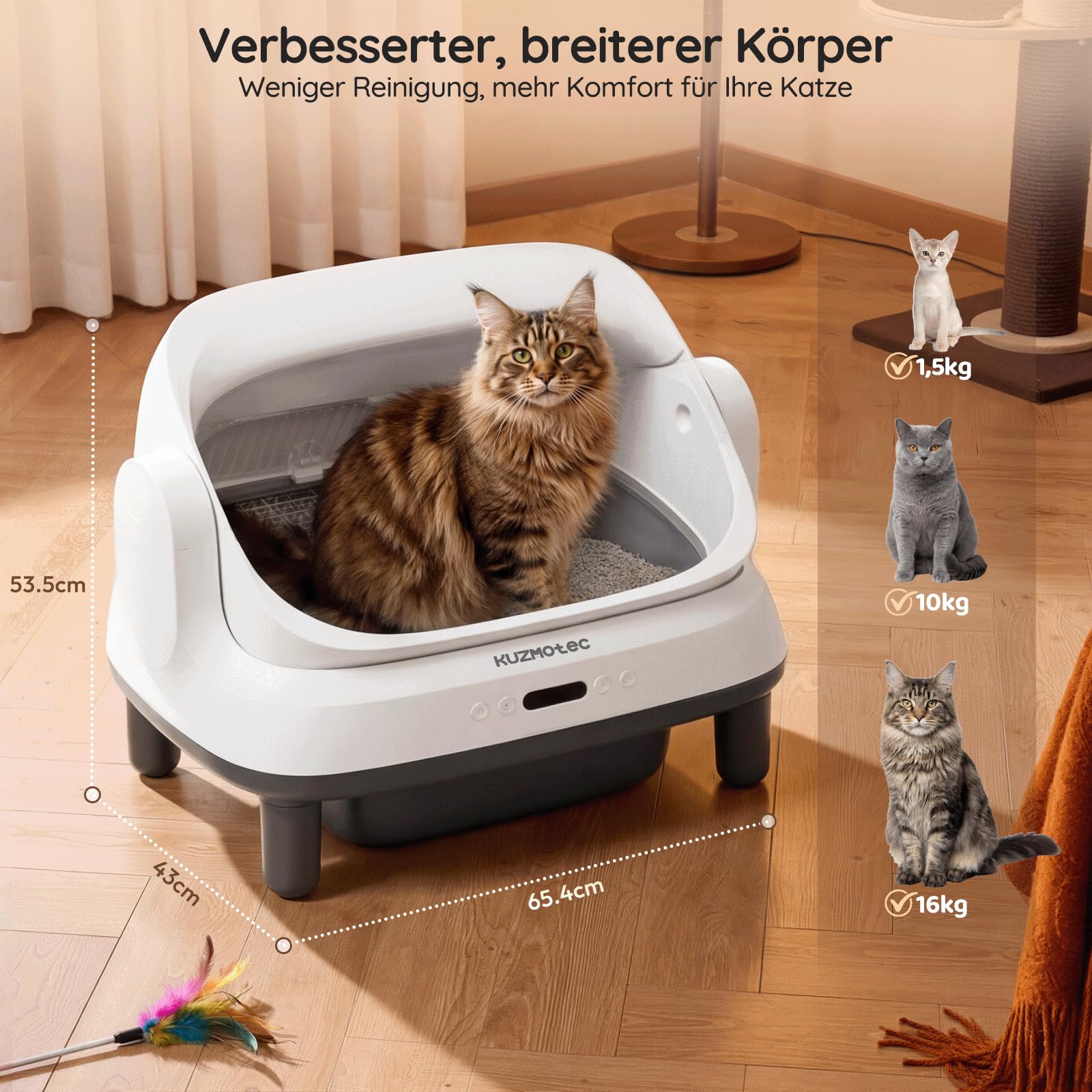 Selbstreinigende Katzentoilette 120L XXXL, Automatisches Katzenklo mit App-Steuerung & Geruchsbeseitigung, Elektrisches Katzenklo mit 8-fachem Schutz, Ideal für große Katzen & Mehrkatzenhaushalte