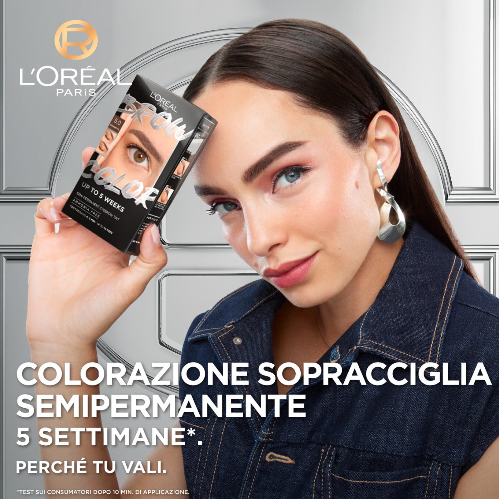 L'Oréal Paris Teinture à sourcils pour un éclat Brow Color Gel de lamination professionnel Transparent + Plastification des sourcils Infallible 24h Brow Lamination Couleur 1.0 Noir