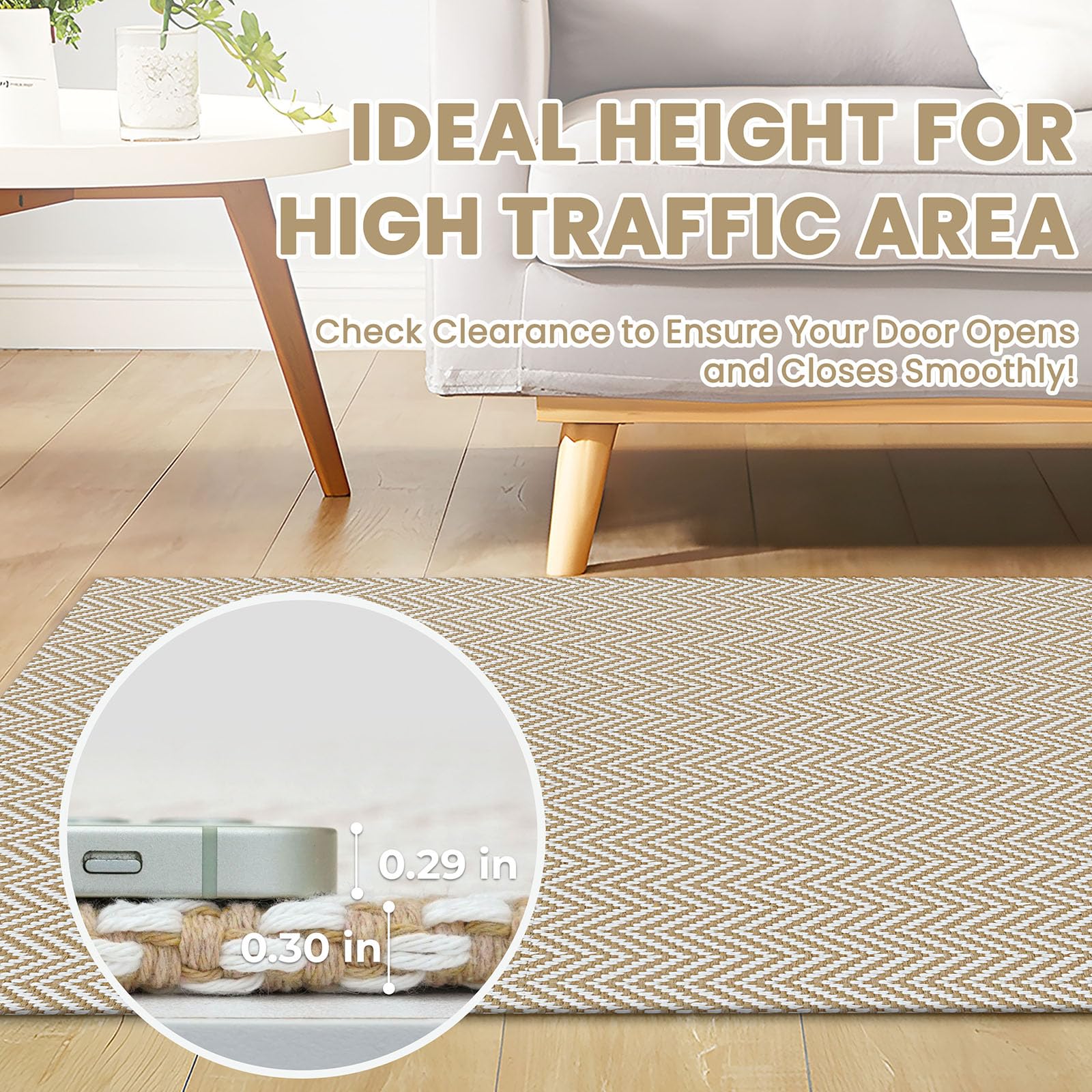 Alfombra trenzada de 3 x 5 pies, lavable para entrada, alfombras con respaldo de goma, tapete bohemio para puerta interior, tapete de cocina de algodón, tapete tejido para puerta delantera, vestíbulo