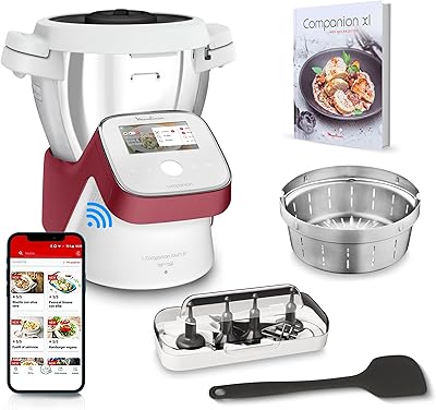 Moulinex, I-Companion Touch, Robot cuiseur, 17 fonctions, Connecté, Recettes sur l’écran, Capacité XL 10 personnes, Gris, Fabriqué en France, HF934510