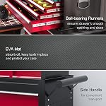 HOMCOM 14 Drawer Rolling Tool Chest, Lockable Tool Storage Cabinet with Removable Tool Box, Protective Liner, Perforated Panel and Side Stand for Warehouse, Garage, Workshop, Red