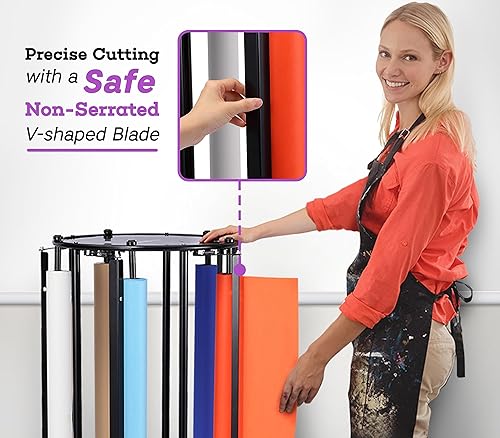 Miniatura 3 de Adir Portarrollos de papel – Soporte dispensador de rollos de papel grande de carnicero y kraft y cortador para rollos de hasta 36 pulgadas de