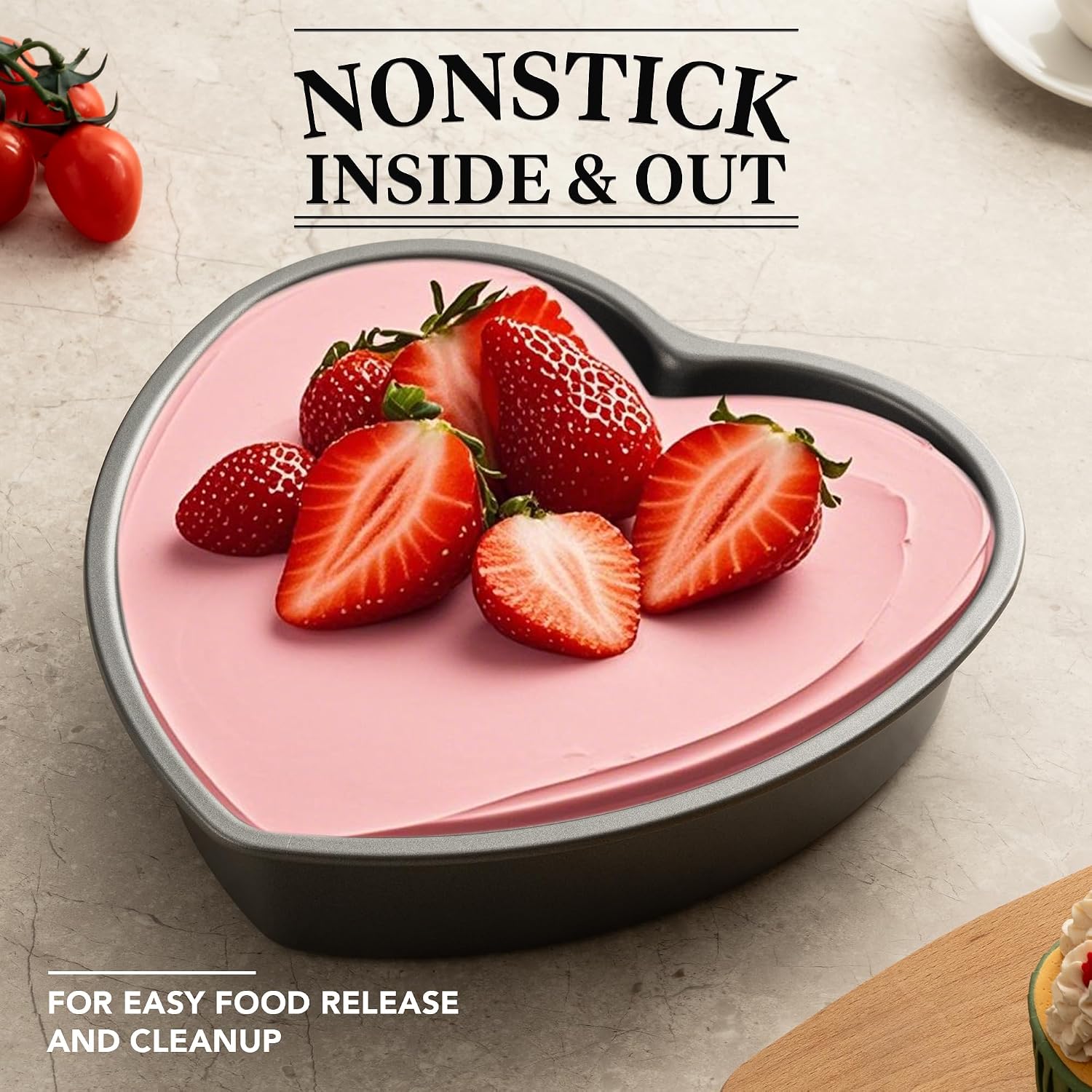 Tiawudi Heart Shaped Cake Pans, Large Baking Pan for Lovely Cakes, Nonstick Baking Molds, 9 Inch Cake Tins for Wedding, Birthday, Party & Family, Set of 2