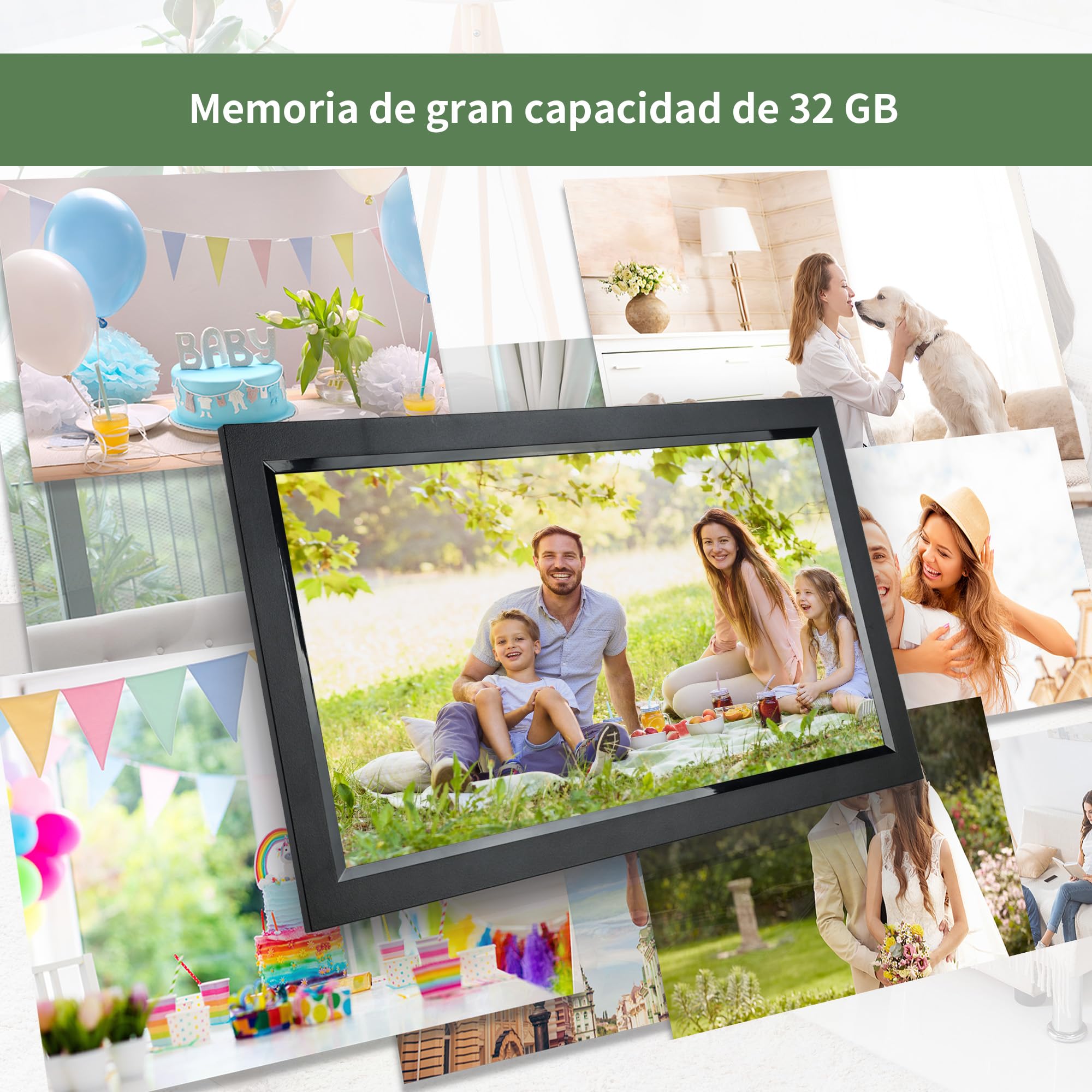 Veidoo Marco de fotos digital WiFi grande de 15.6 pulgadas con pantalla táctil IPS de 1920 x 1080, memoria integrada de 32 GB, rotación automática y montaje en pared, marco digital para compartir