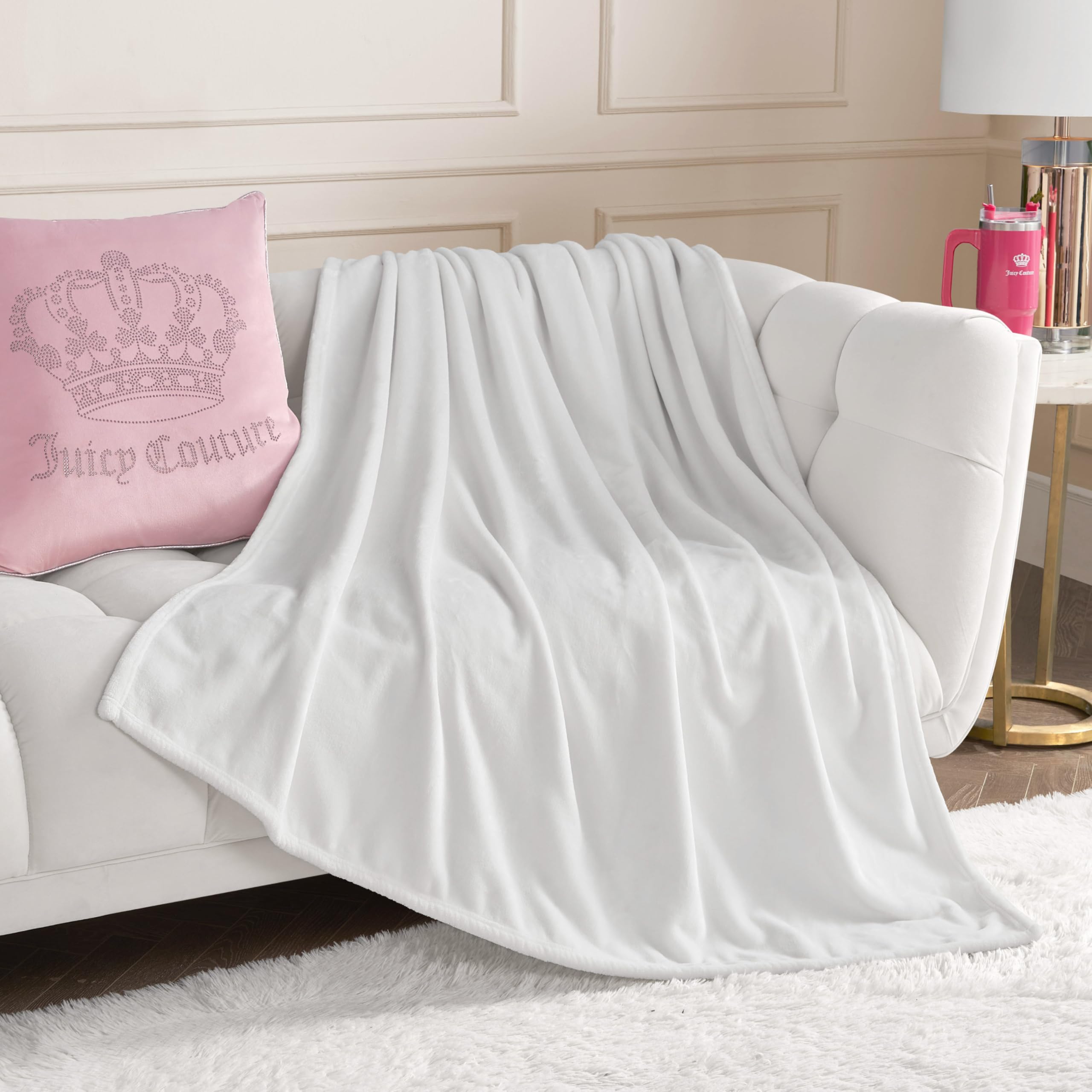 Juicy Couture Solid Plush 50"X70" Throw Blanket