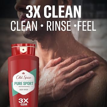 Old Spice Refreshing Body Wash for Men, High Endurance, 3X Defense, 24/7 Shower Fresh with Long Lasting Scent, Pure Sport Scent, 24 oz (Pack of 2)