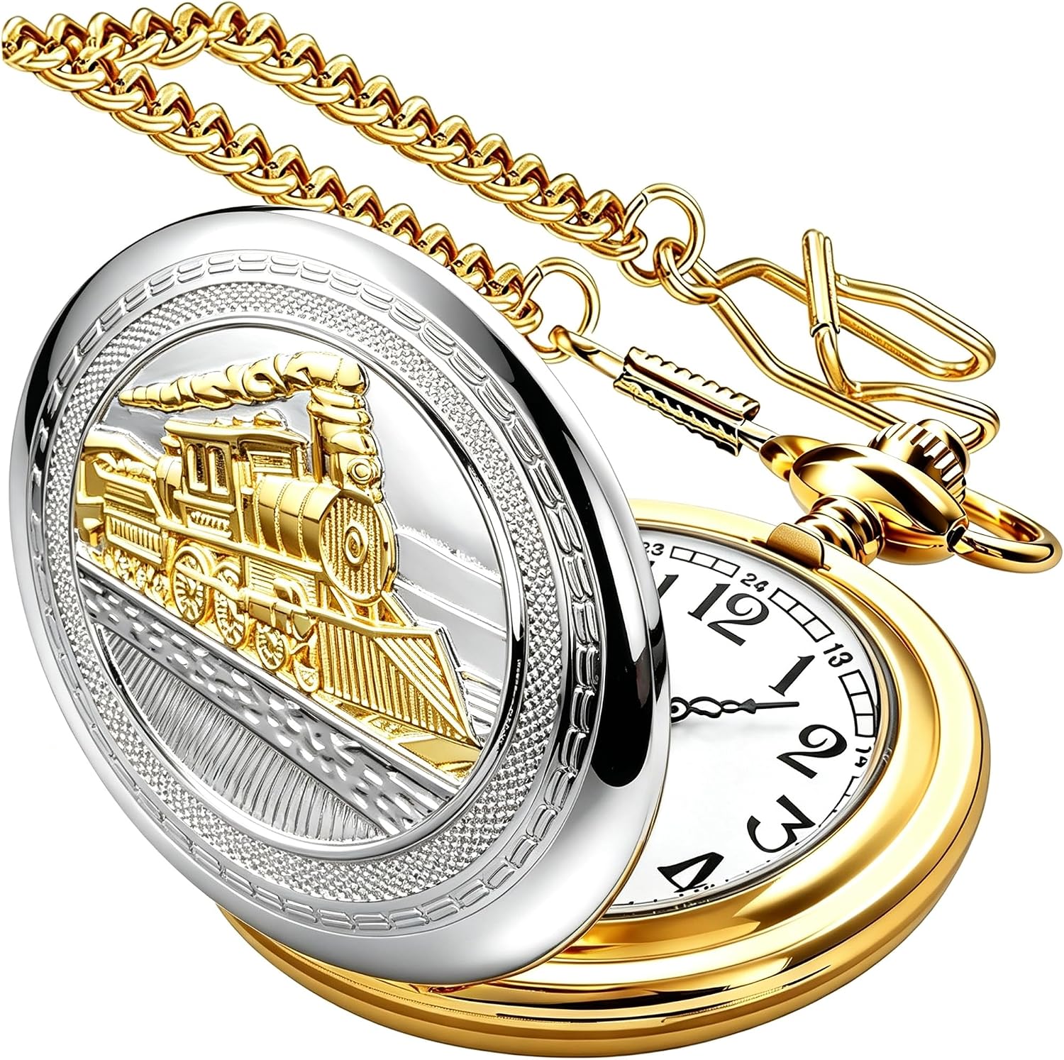Tiong Vintage Pocket Watch Train Pocket Watch Men Women Gift