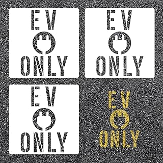 3pcs EV ONLY Electric Vehicle Charging Station Stencil, Large Wall Stencils Pavement Stencil Giant Wall Stencils Recycled Cardboard for Painting Parking Lots