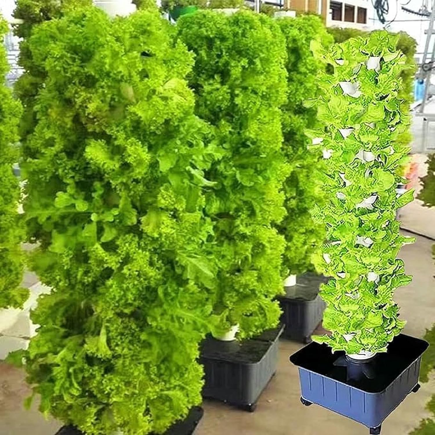 15 Floors 45 Holes Hydroponics Tower Set Hydroponic Growing System, Aquaponics Growing System, Hydroponics Vertical Growing System, Garden Growing System Vertical Tower-*