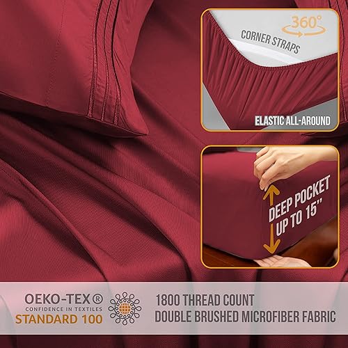 Miniatura 4 de Juego de sábanas California King, sábanas de hotel de lujo, sábanas refrescantes suaves con correa elástica en las esquinas, microfibra de bolsillo
