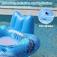 Vista 5 de JOSEN Inflatable Pool Float Adult, Pool Float Lounger Raft Floaties Water Floating Chair with Cup Holders Backrest & Footrest for Swimming Pool, Azul