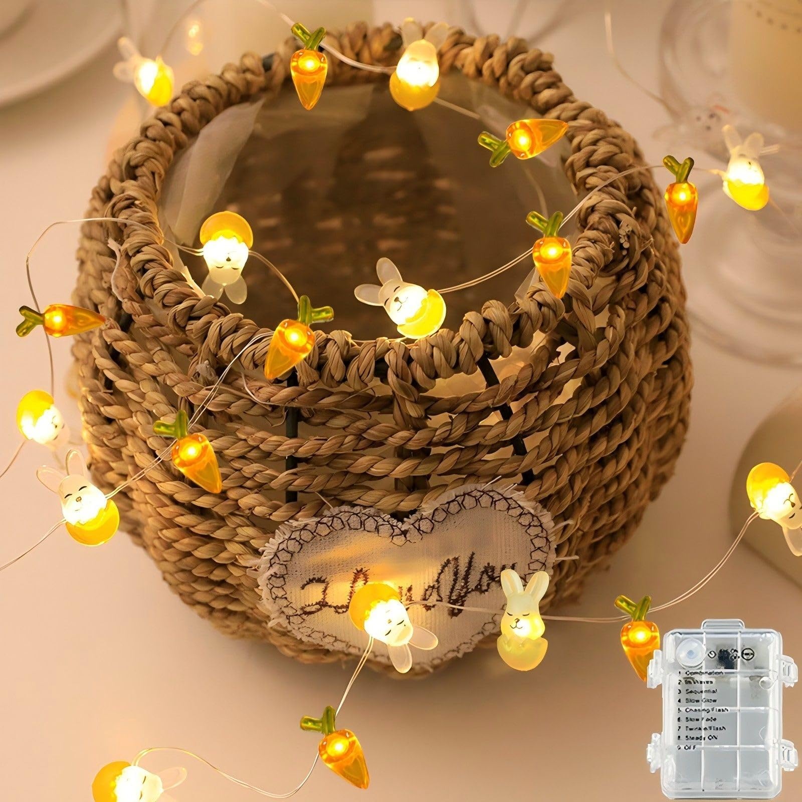 Probuk Oster Lichterkett,2M 20er LED Osterdeko Lichterkette,Osterküken Ostereier Lichterkette,Ostern Deko,Lichterkette Innen Batteriebetrieb für Tischdeko Ostern,Balkon,Garten