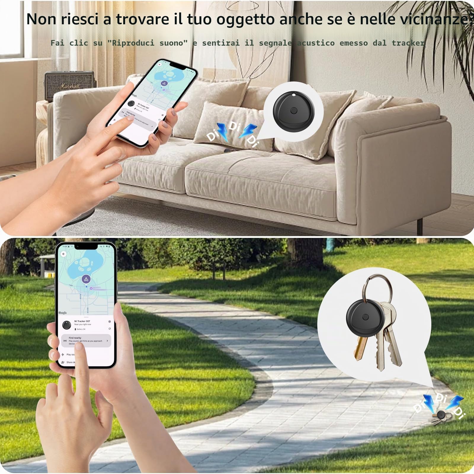 Raykit Tracker, Smart Bluetooth Tarcker funziona con iOS Find My App (Android non supportato), batteria sostituibile, trova chiavi e localizzatore di oggetti per bagagli, zaini (nero profondo, 4)