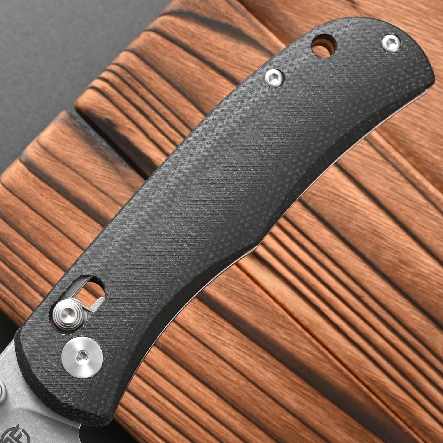 FF22 Folding Pocket Knife,VG10 Steel Blade Micarta Handle Full Tang Knife for Outdoor Activities Camping Hunting Fishing(Black)