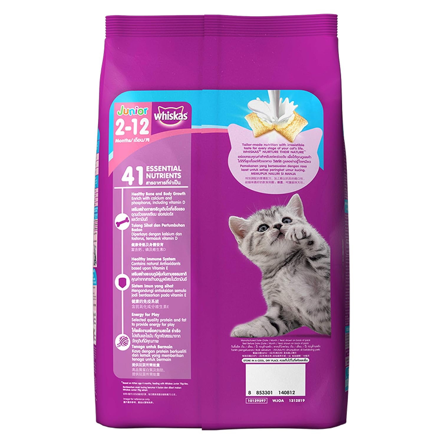 Whiskas Kitten 2 12 Months Dry Cat Food Ocean Fish 1 1kg Pack Amazon In Pet Supplies