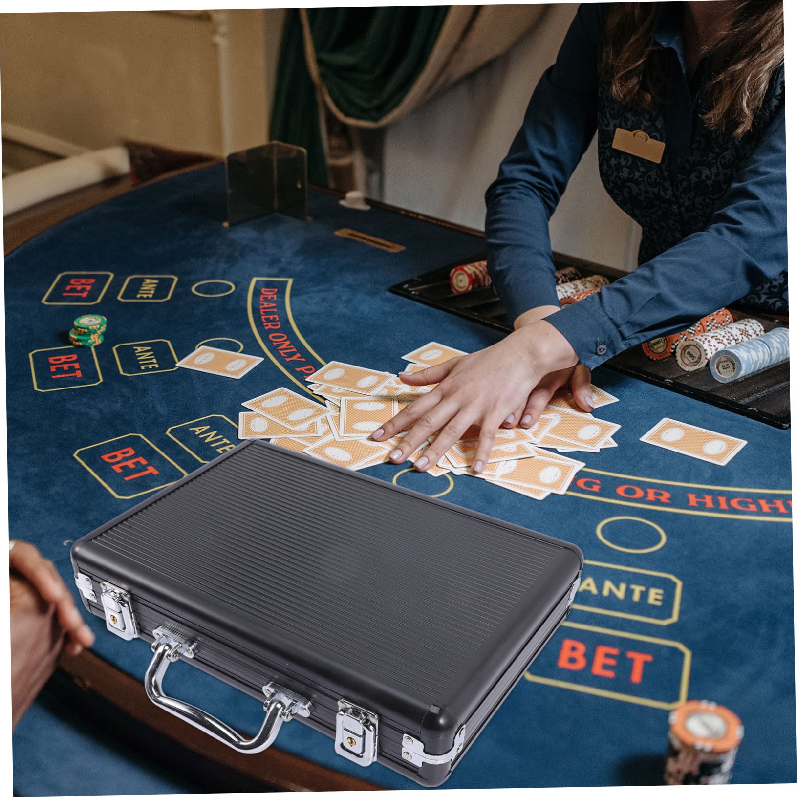 HEMOTON Boîte à Jetons de Poker Noir en Alliage D’Aluminium 200