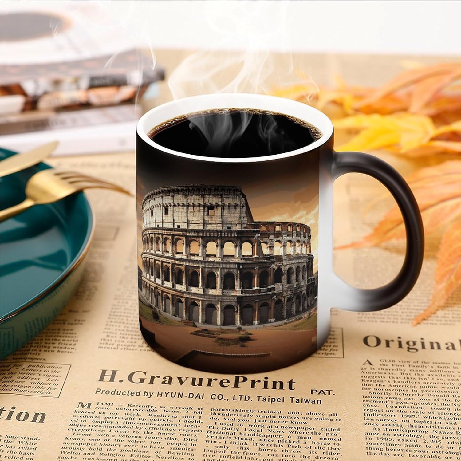 Color Changing Mug Ancient Colosseum Printed Ceramic Coffee Mug Heat Changing Sensitive Mug Magic Heat Changing Coffee Mug Novelty Coffee Mugs