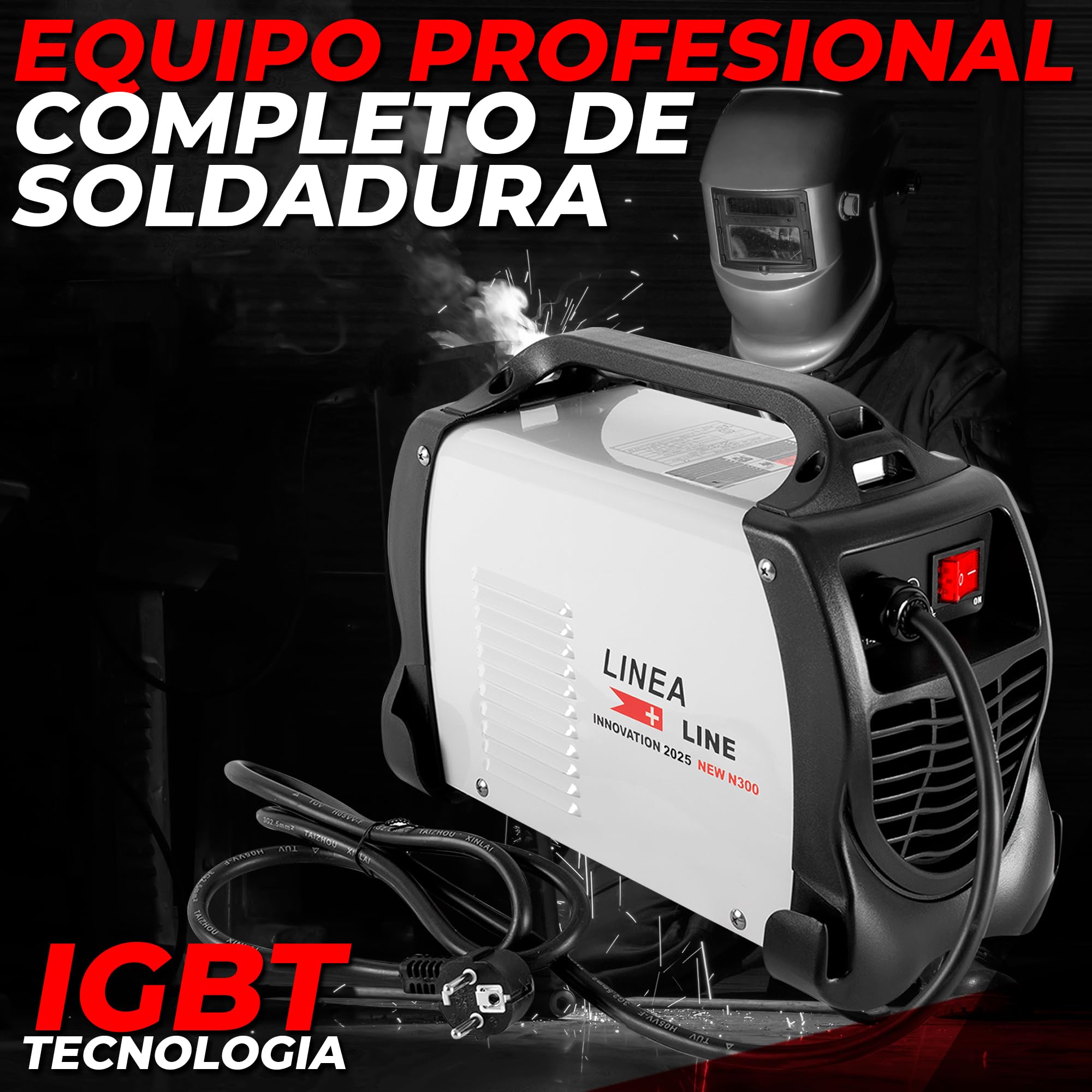 LINEA Soldador Inverter profesional 300A, Maquina de Soldar Electrodo | con GUANTES DE SOLDAR, Soldador Electrodo, Grupo de Soldar IGBT, Soldadora Inverter Soldadura