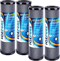 ICEPURE 1 Micron 10x2.5 CTO Carbon Block Sediment Filter Cartridge Pack of 4 - NSF/ANSI 42 Certified, Compatible DuPont WFPFC8002, Whirlpool WHCF-WHWC, Pentek CBC-10