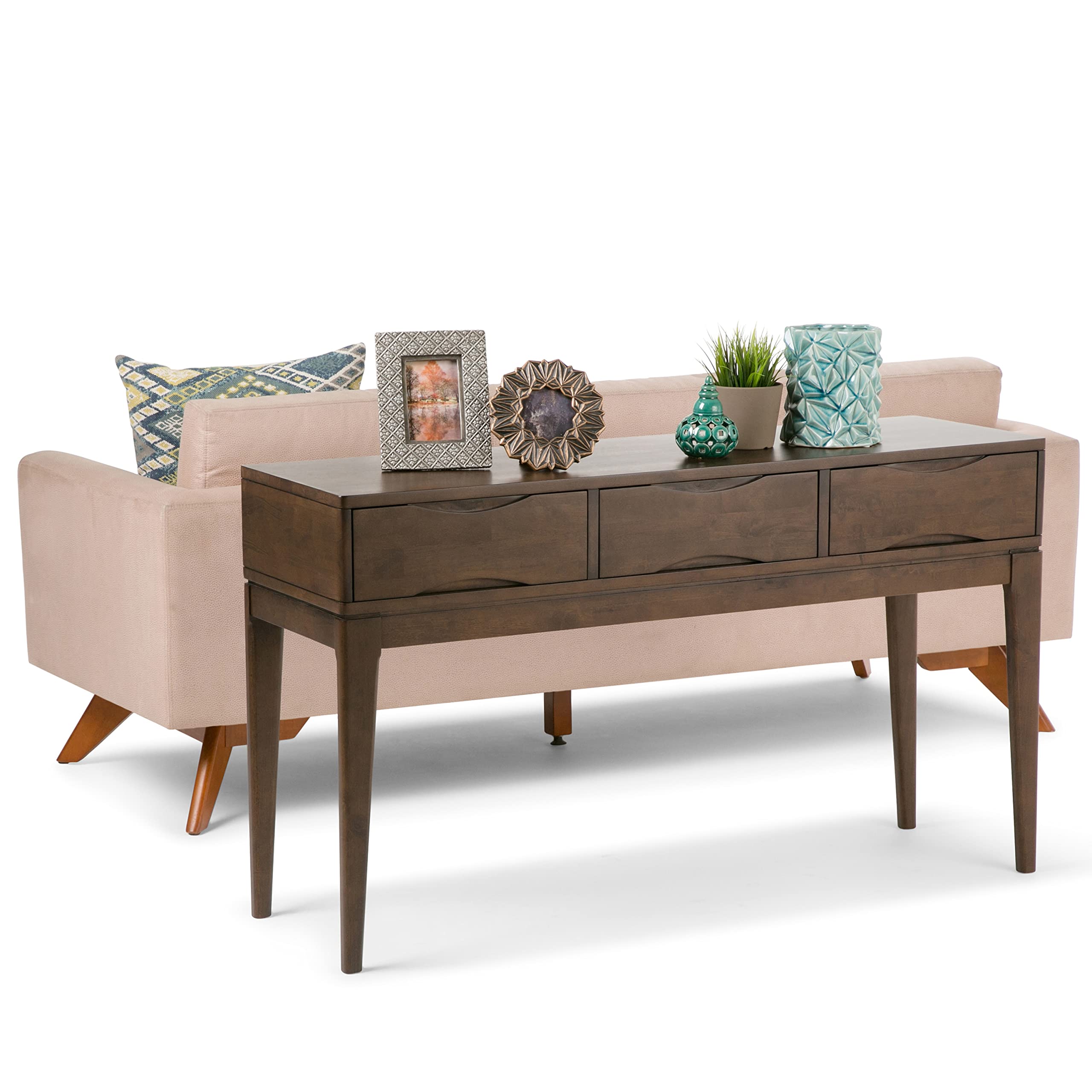 Buy SIMPLIHOME Harper SOLID WOOD 54 inch Wide Mid Century Modern Console Sofa Entryway Table in