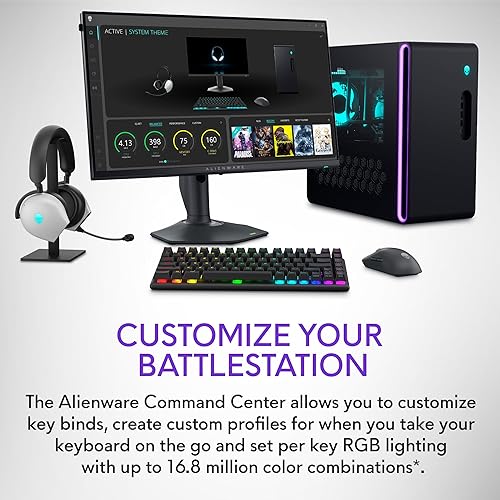 Miniatura 9 de Alienware Teclado inalámbrico profesional para juegos, conectividad de radiofrecuencia Bluetooth de 5.12.4 GHz, mecánico lineal, interruptores