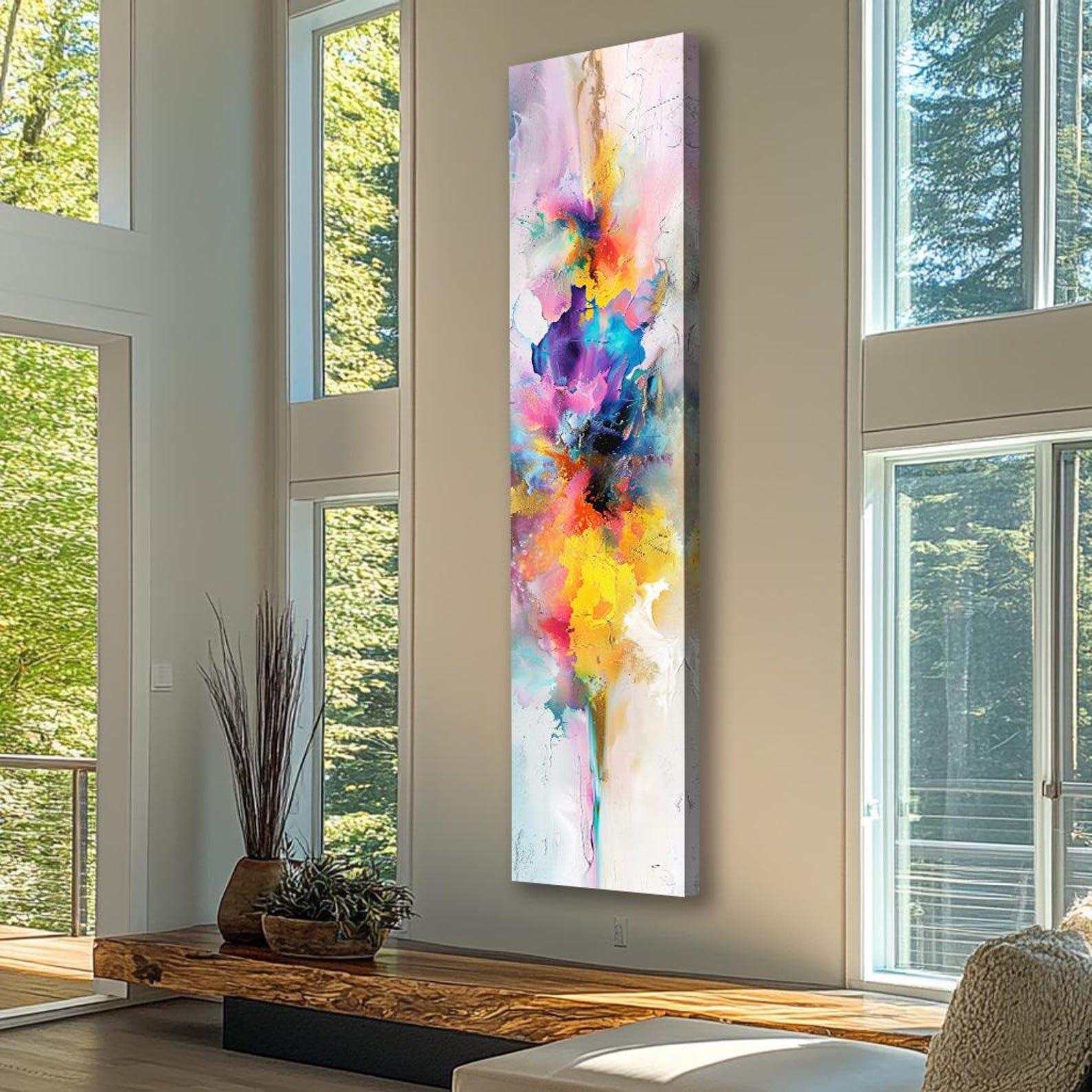 XINBAO Long Narrow Canvas Wall Art, Tall Vertical Wall Art, Long Vertical Wall Art, Large vertical Print, Canvas Painting(35x105cm/Frameless)