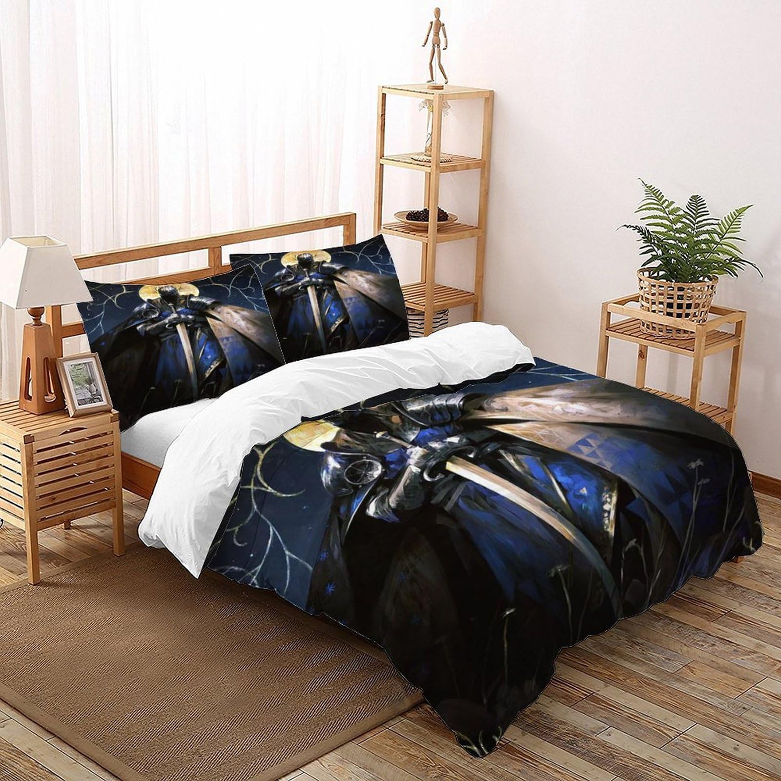 Knight Moon Bedding Set Theme Bedspread Gothic Themes Duvet Cover Set Chic Breathable Quilt Cover for Boys&Girls with Pillowcase Double（200x200cm）