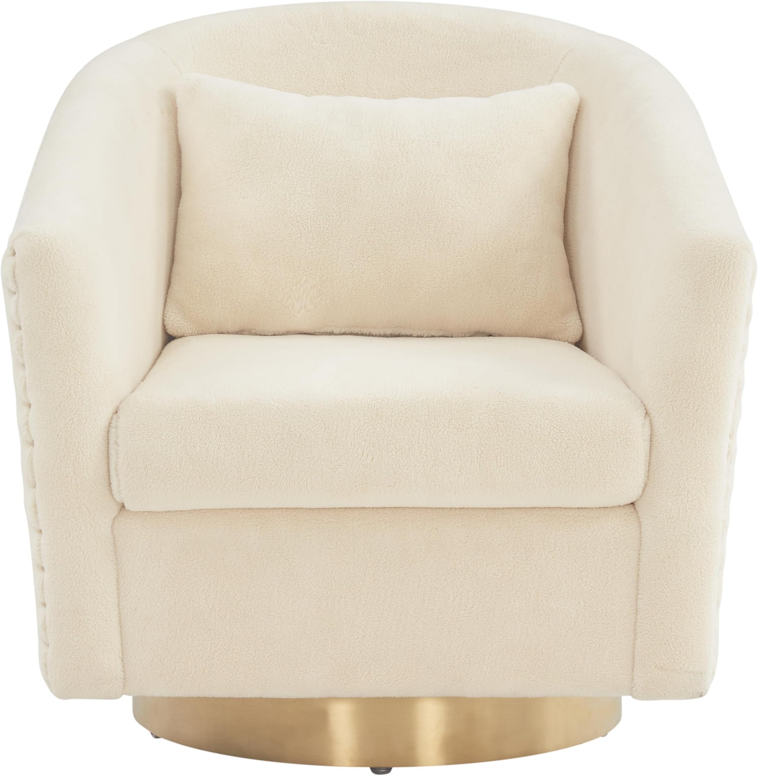 SAFAVIEH Couture Collection Clara Glam Ivory & Gold Faux Lamb Wool Swivel Tub Accent Chair, Fully Assembled (SFV4702M)