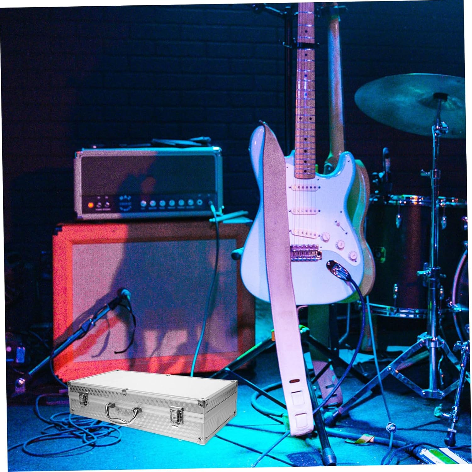 DECHOUS Handheld Microphone Storage Box Aluminum Case for 2 Mics Mic Case for Electronics