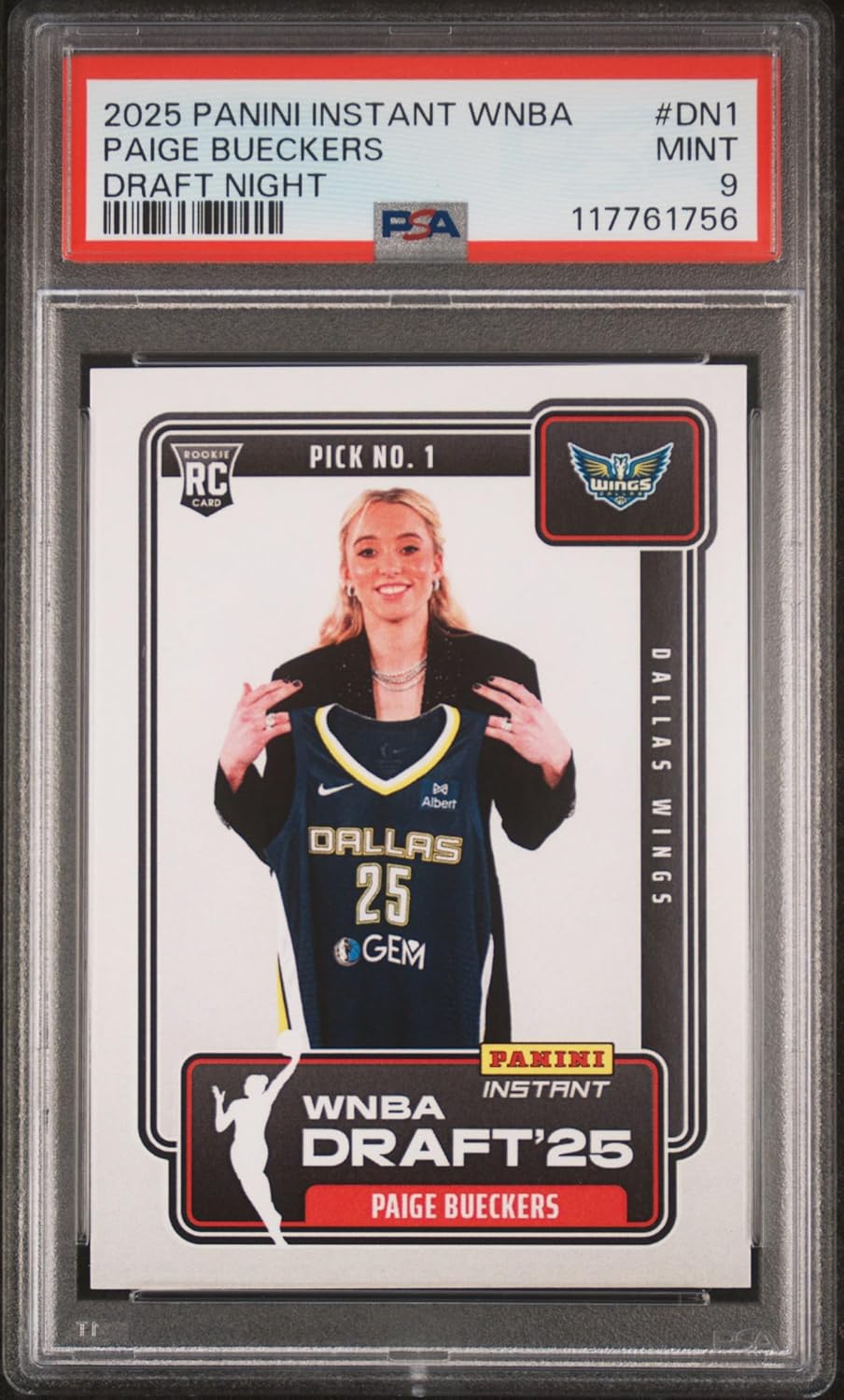 Graded Psa Mint 9 Paige Bueckers 2025 Basketball Rookie Card Draft Night 1st Overall Pick Wings. Rookie Of The Year Winner