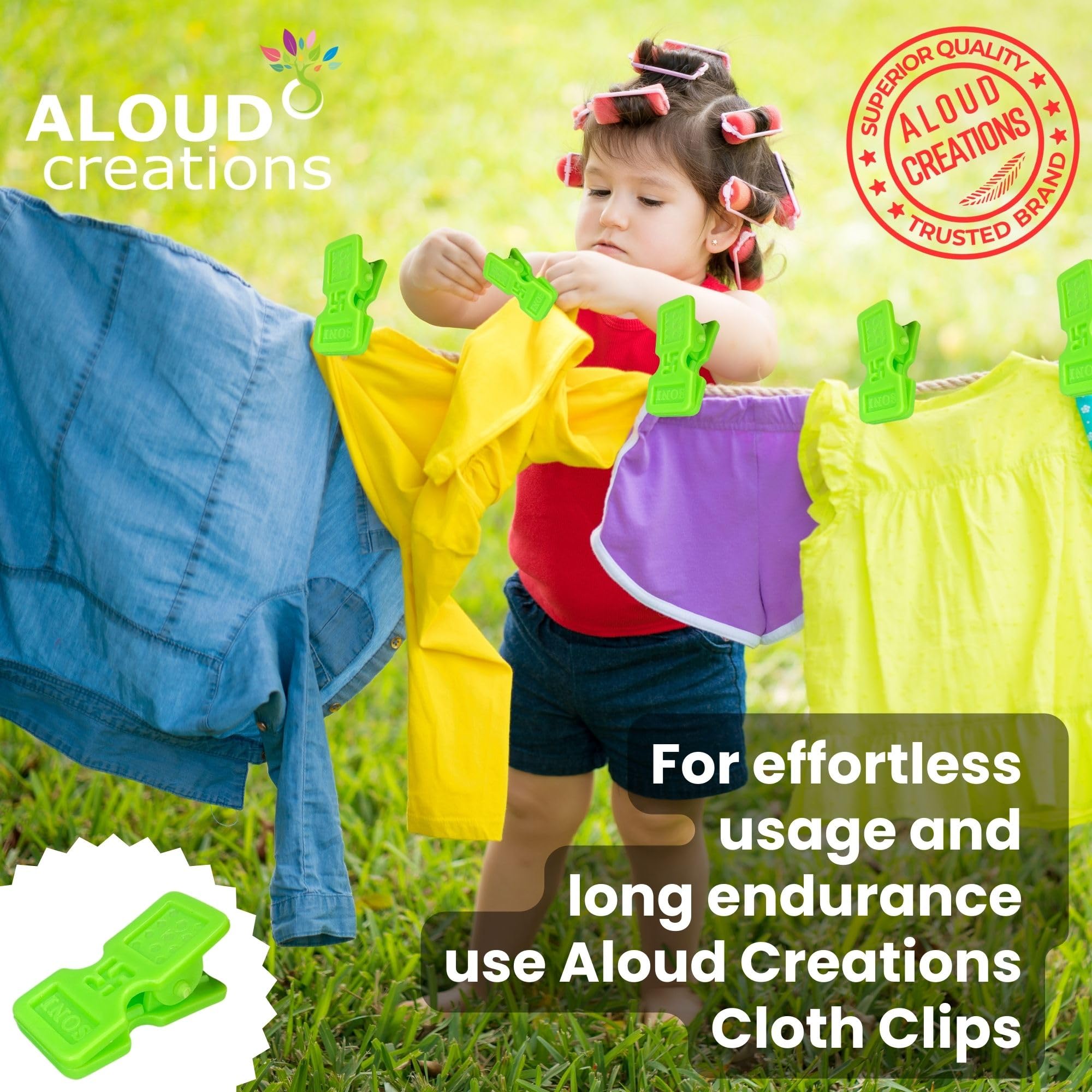 ALOUD CREATIONS 48 mollette ultra resistenti per asciugare i vestiti | Clip per asciugare i vestiti | Clip per asciugare i vestiti, appendere e organizzare | Spille | Chimti | Mollette per appendere