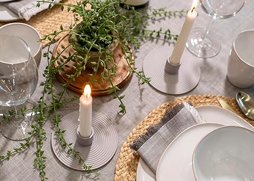 Miniatura 5 de Elanze Designs Portavelas cónicos de cerámica acanalados, decoración de manto, centro de mesa de comedor, artesanal, portavelas para velas cónicas,