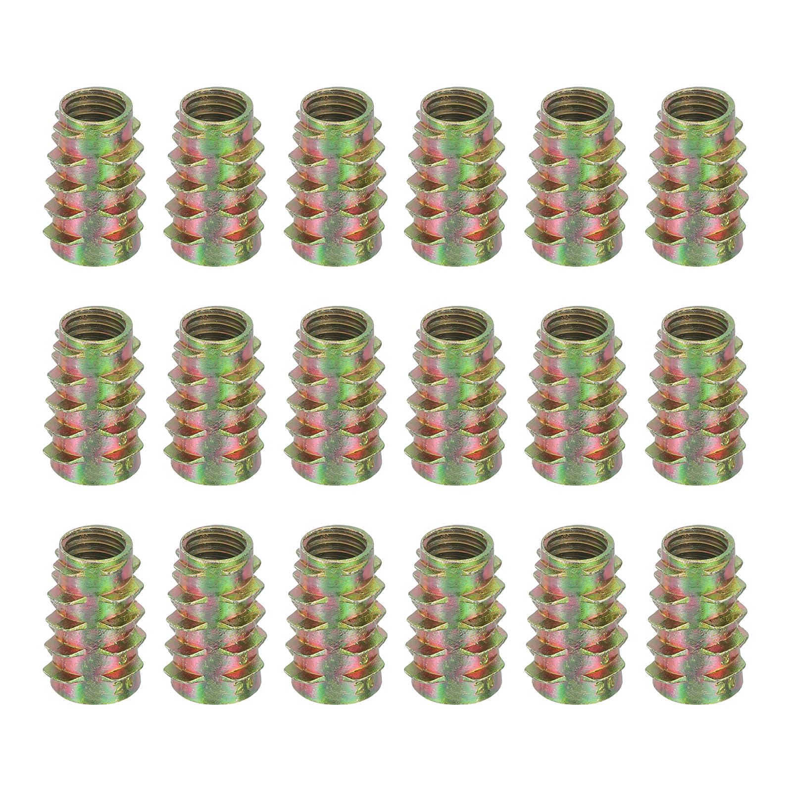 MECCANIXITY 18 Pcs Threaded Inserts for Wood, Zinc Alloy M8 Thread Inserts Nuts Hex-Flush Socket Drive Screw 20mm Length for Furniture, Cabinet,