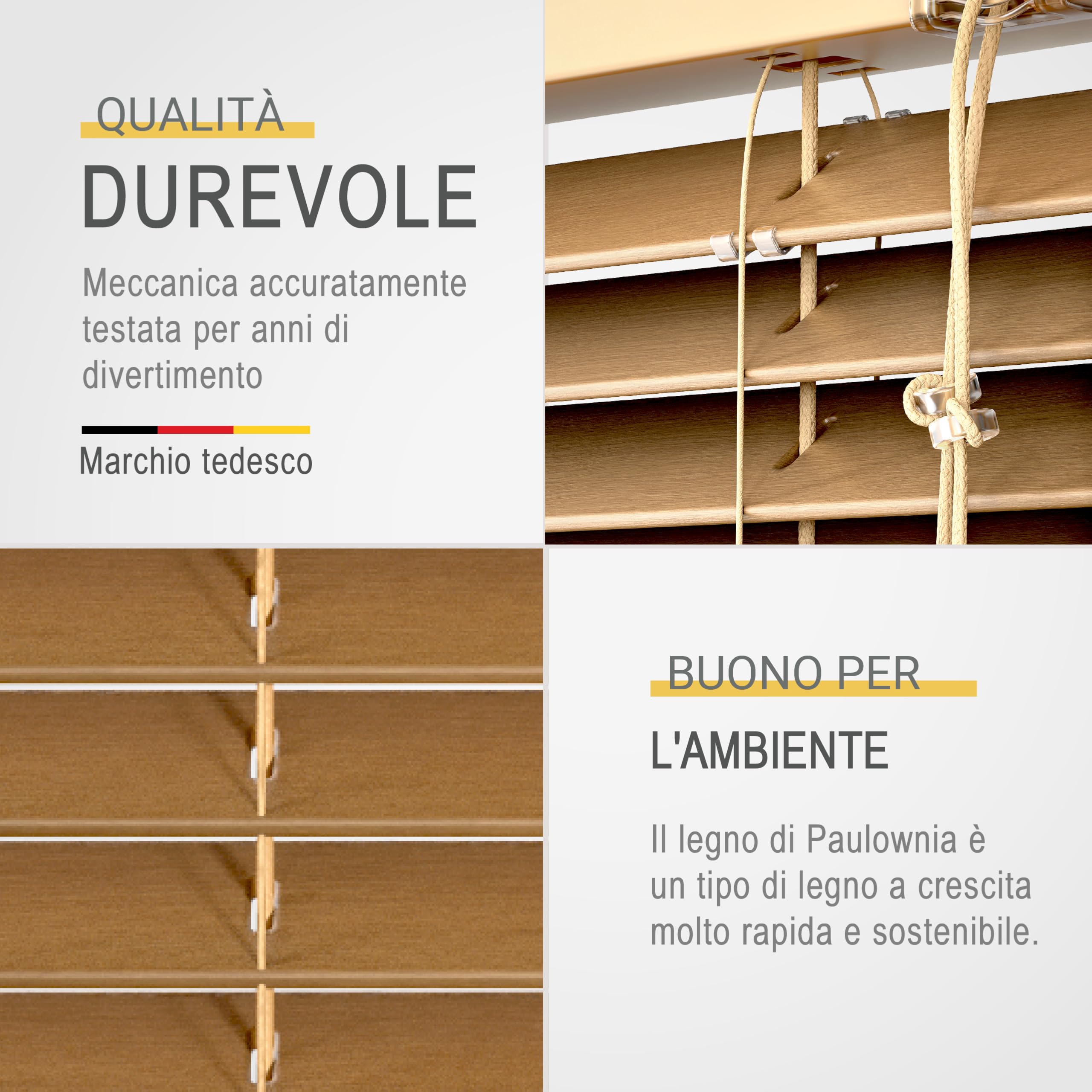 Sol Royal Veneziana in Legno SolDecor JH3 Stile Quercia - 70x130 cm - Tenda Veneziana di Legno da Interno ed Esterno - Veneziana Finestra - Prodotta nel Rispetto dell'ambiente - con Cordino