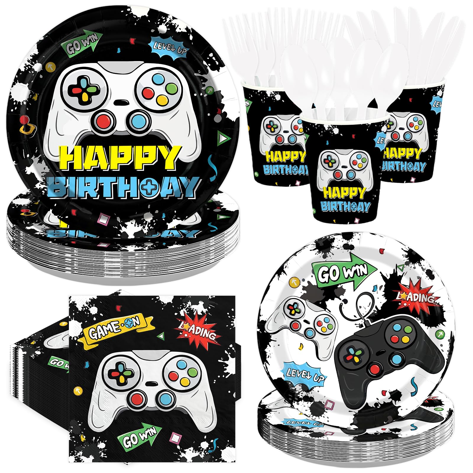 168 decorazioni per feste di compleanno, videogiochi, per 24