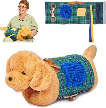Fidget Muff and Blanket for Elderly | Fidget Blanket for Dementia | Dementia Products for Elderly | Gift and Activities for Seniors with Alzheimers or Dementia | Sensory Fidget Toys Beige